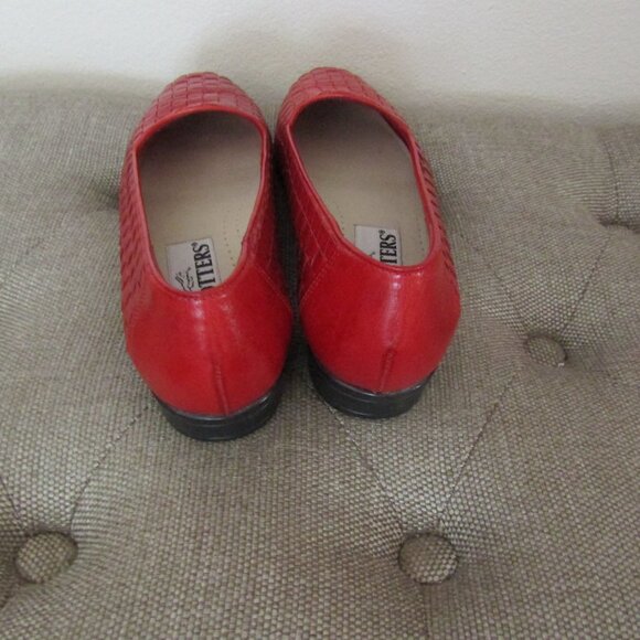 Trotters Liz Red Leather Weave Flats 8N - Picture 4 of 8